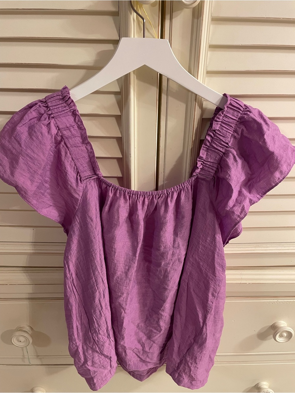 Lilly Pulitzer Lilac Puff Sleeve Square Neck Top